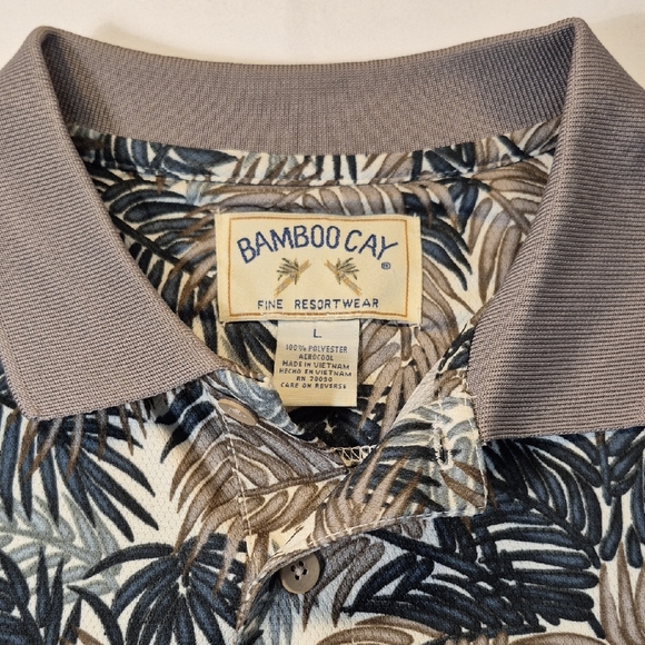 BAMBOO Other - BAMBOO CAY Golf Polo  Blue and Brown Short Sleeve Mens Shirt with Tropical Flair